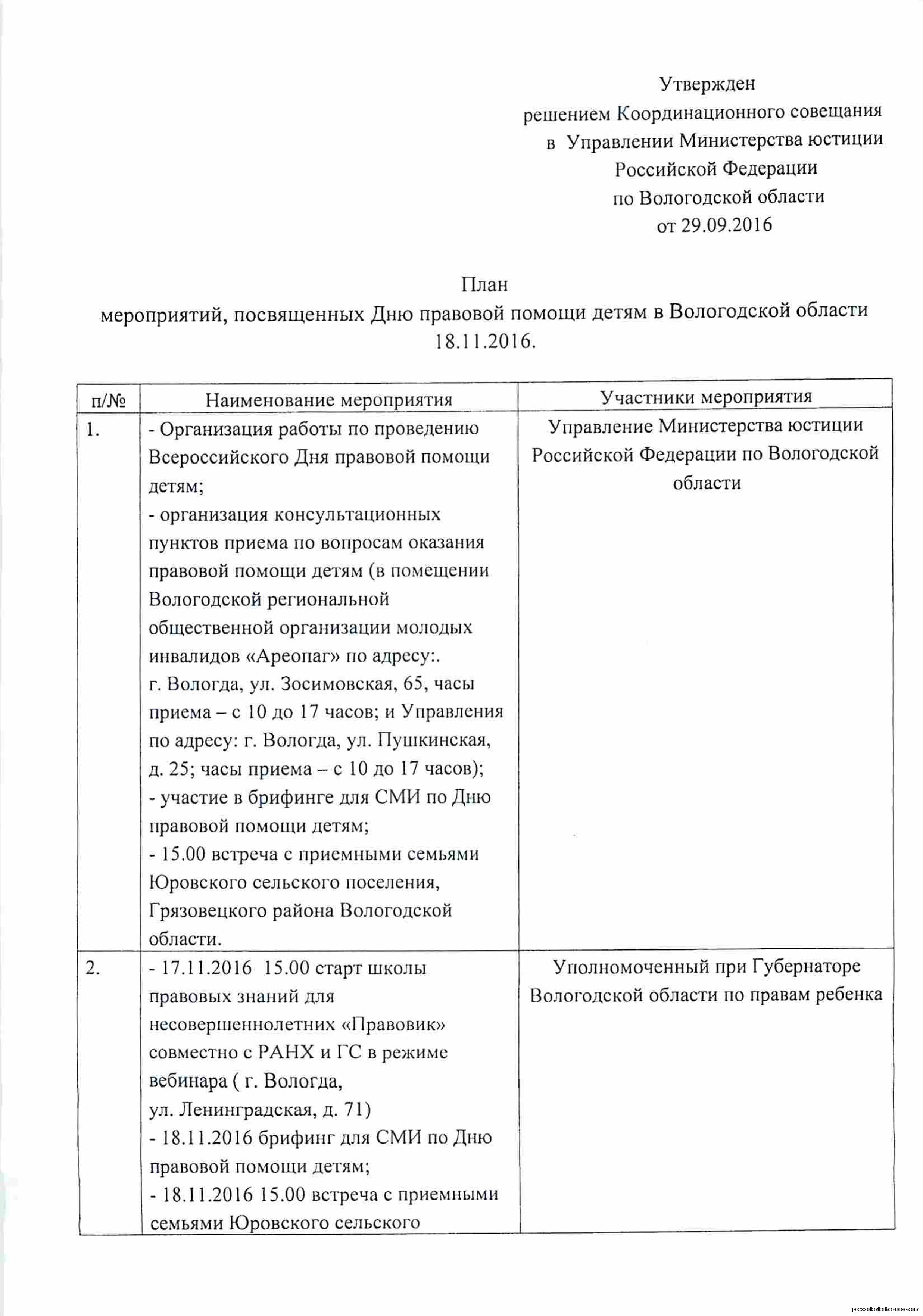 День правовой помощи детям в Вологодской области